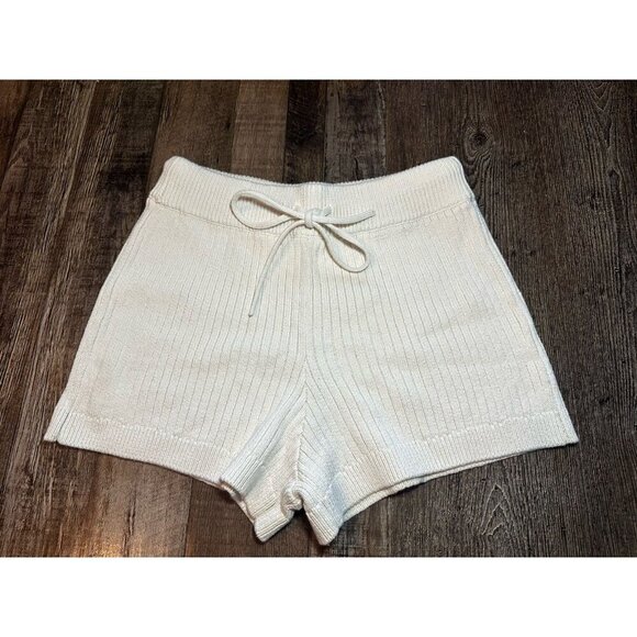 Reformation Cort Ribbed Knit Shorts in Cream Size Small - Picture 2 of 5